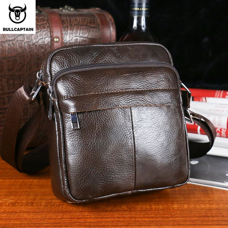 BULLCAPTAINN marka męska torba wysokiej jakości skórzane torby na ramię dla mężczyzn torby podróżne służbowe Crossbody męskie mini torby