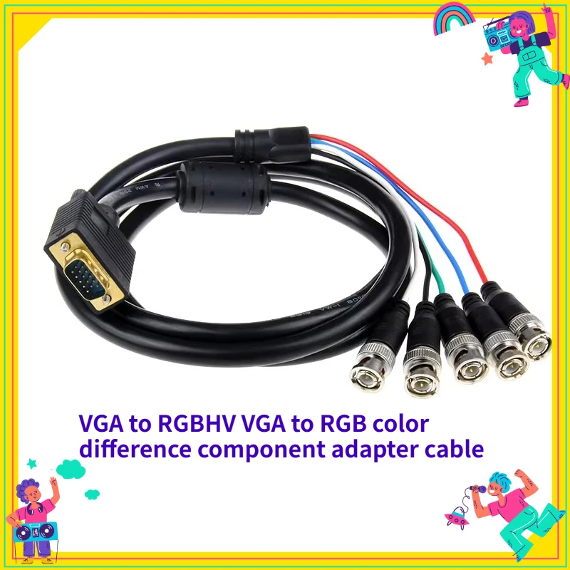 

1PCS VGA To RGBHV VGA To RGB Color Difference Component Adapter Cable BNC Splicing Screen Engineering Line Matrix Dedicated