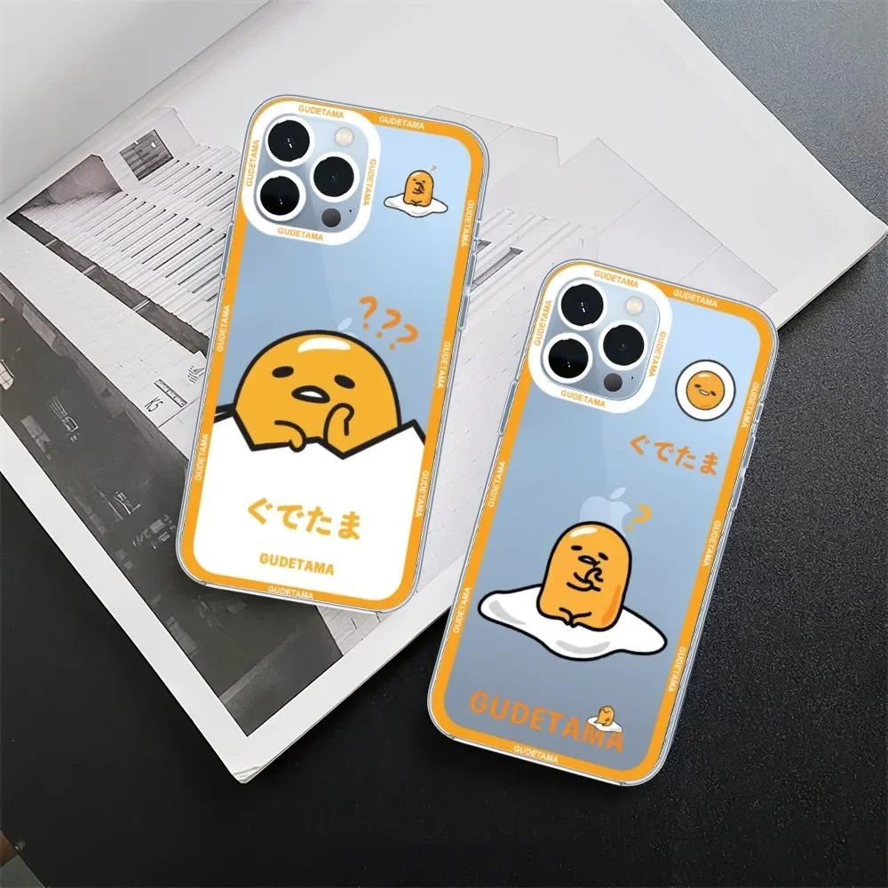 Cute G-Gudetamas Lazy E-Egg Phone Case For iPhone 11 12 Mini 13 14 15 Pro Max Transparent Shell