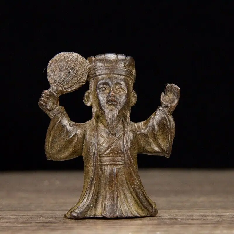 

7-сантиметровая китайская бронзовая статуя человека, старая латунная статуя Цигром Люан, изысканная ручная работа