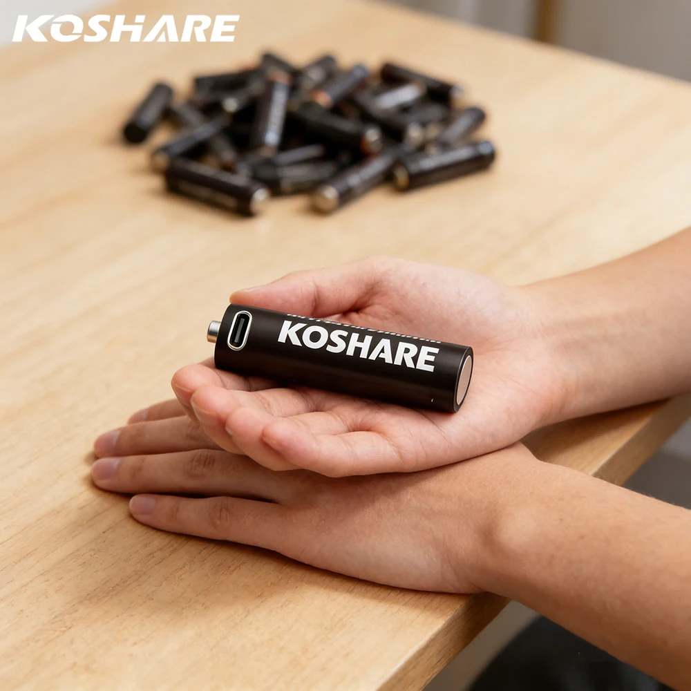 

KOSHARE AA 1.5V Li-ion Rechargeable Batteries 4255mWh Type-C Lithium AA Battery For clock microphone calculator + Type-C Cable