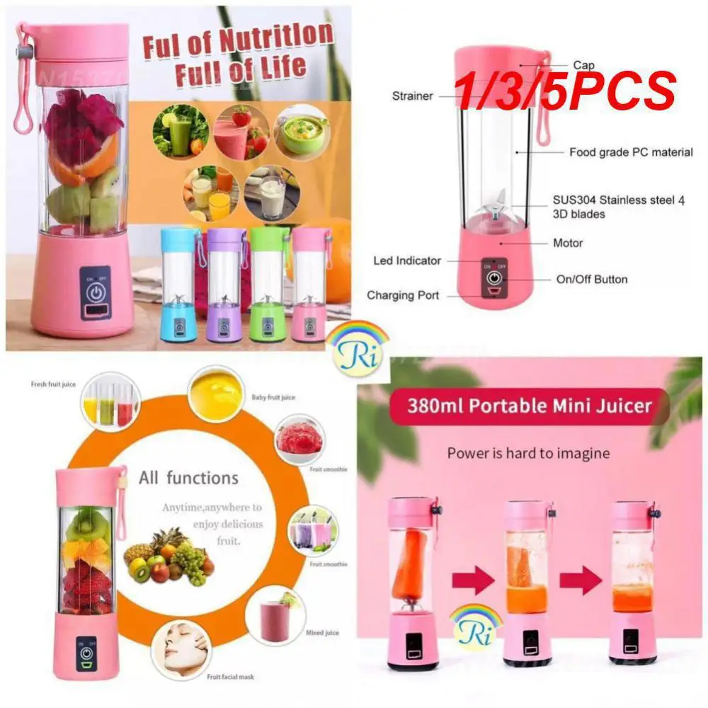 1/3/5PCS Colors USB Rechargeable Portable Mixer 6 Blades Juicer Juice Citrus Lemon Vegetable Fruit Smoothie Squeezer