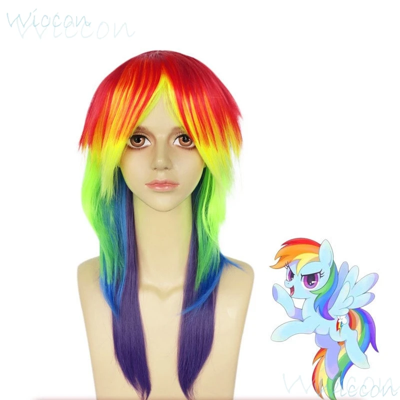 Anime My Rainbow Dash Cos Suit RD Cosplay personifikasi anak perempuan kecil Cos lucu pelangi kuda poni Wig indah Prop permainan pesta untuk wanita