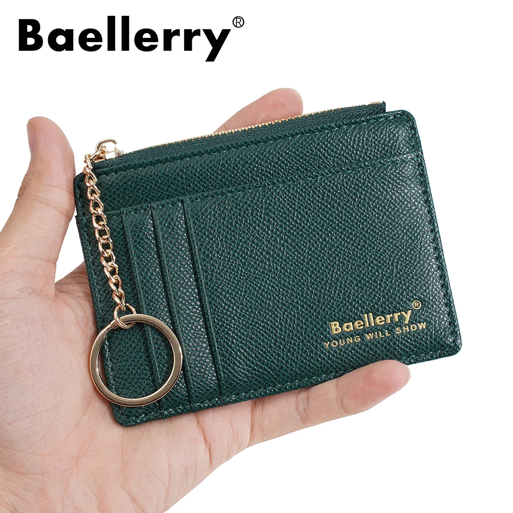 베일러리 여성용 카드 홀더 키체인 포함 인스타일 멀티 카드 지갑 슬림 지퍼 동전 지갑 패션 미니 지갑 키용
