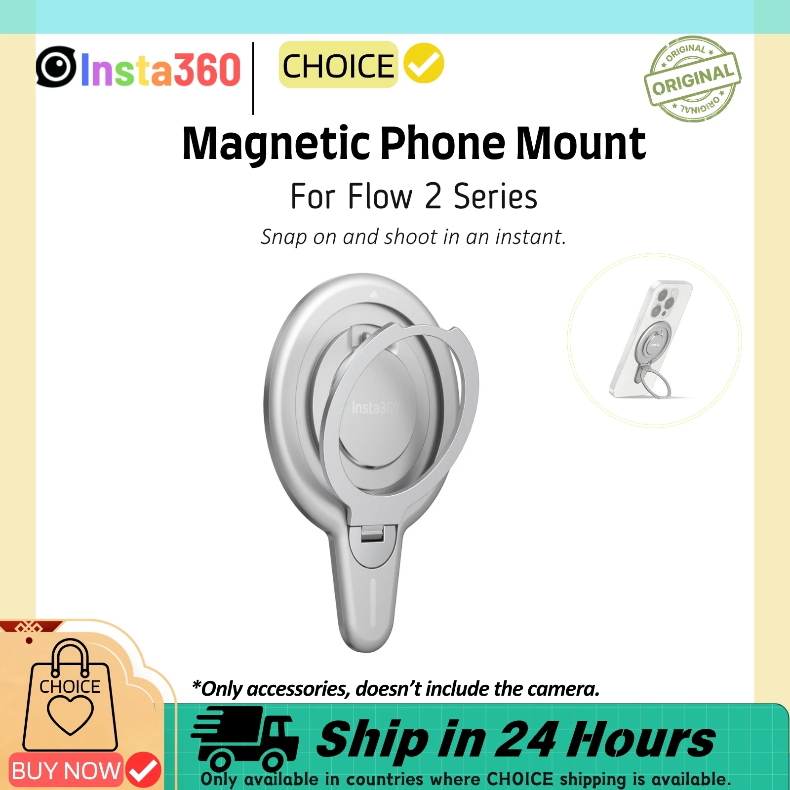 Insta360 Flow 2 Pro Magnetic Phone Mount Snap MagSafe Magnet Clamp