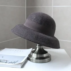 Crushable Dress Fedora Women Vintage Style Hat 100% Pure Wool Felt Hat Black Grey Wide Brim Fedora Hat with Simple Band