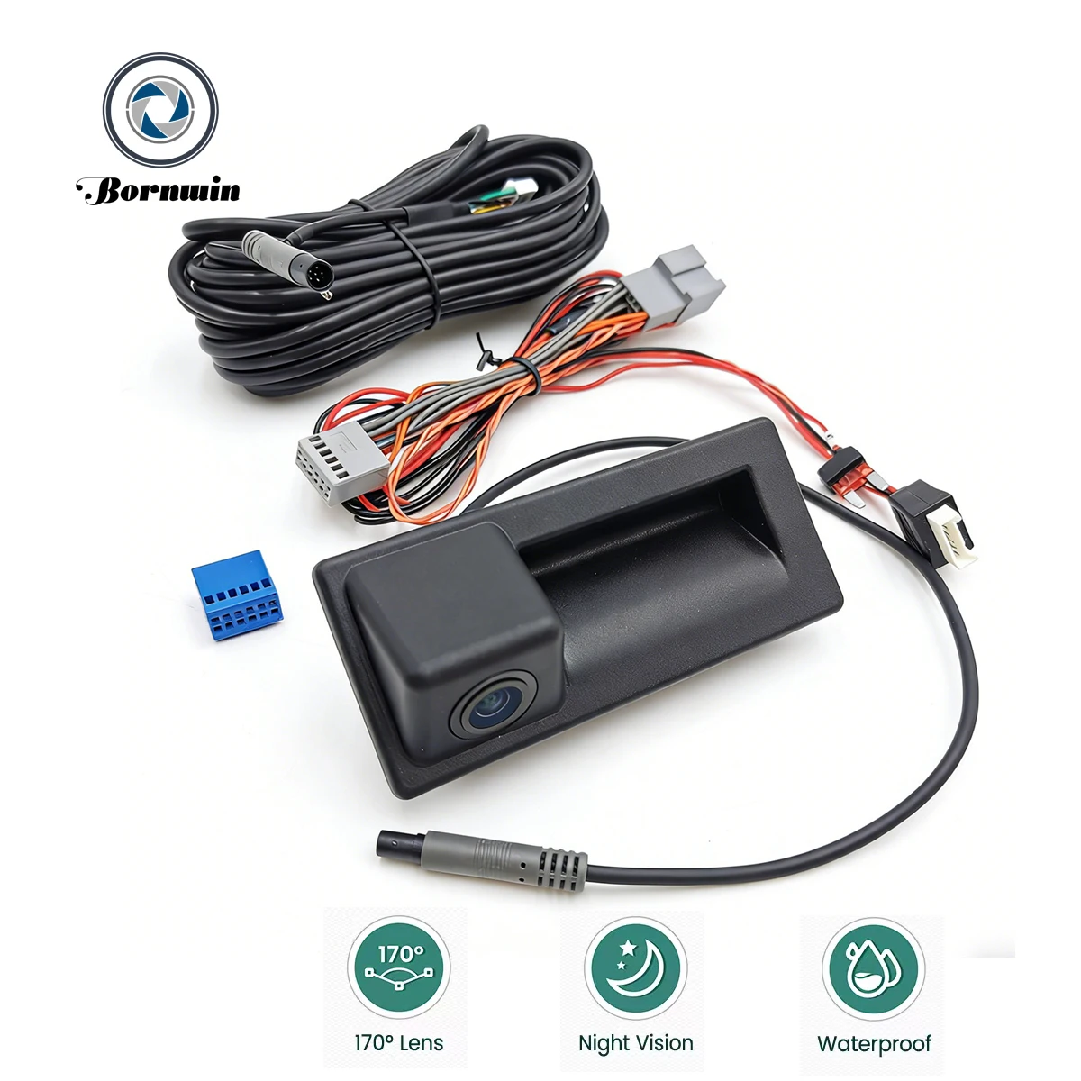 Bornwin Canbus Dynamic Trajectory Reverse Camera For VW Tiguan II 2016 To 2023 Backup Work With PQ MQB Platform STD Unit