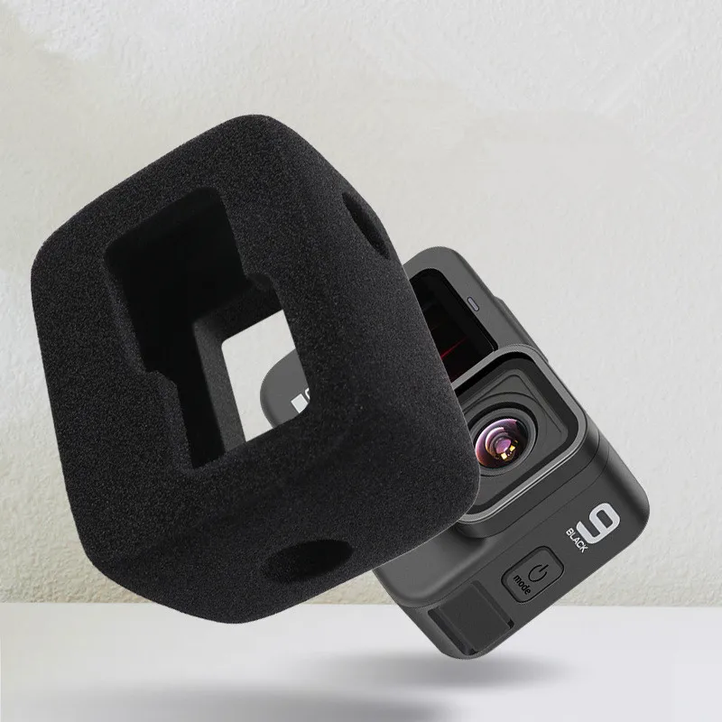 GoPro Hero用フォームノイズリダクションケース,フロントガラス,ブラック,カメラスポンジ,保護アクセサリー,13, 12, 11,10,9