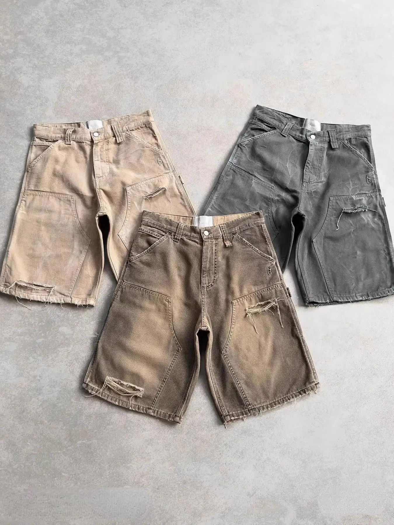 

Loose Heavy Washed Streetwear Denim Shorts Unisex High Waist Low Rise Straight Leg Punk Style Couples Jeans Summer Shorts