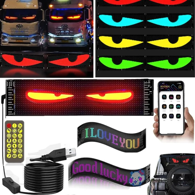 Devil Eyes Light Programmable Scrolling LED Sign Outdoor Waterproof LED Matrix Panel DIY Text for Advertising Cars Windshield