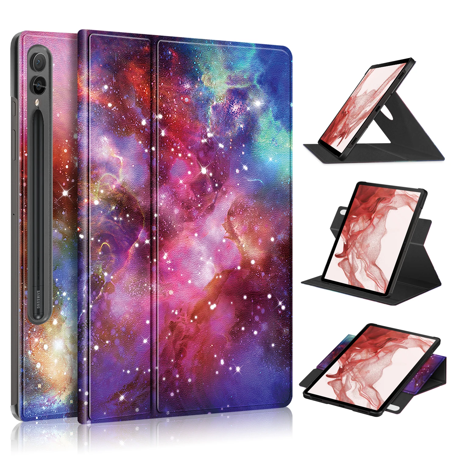 

Case for Samsung Galaxy Tab S9 SM-X710 X716 11inch S9 Plus 12.4 inch SM-X810 X816 Tablet Casing Cover 360 Degree Rotate Stand