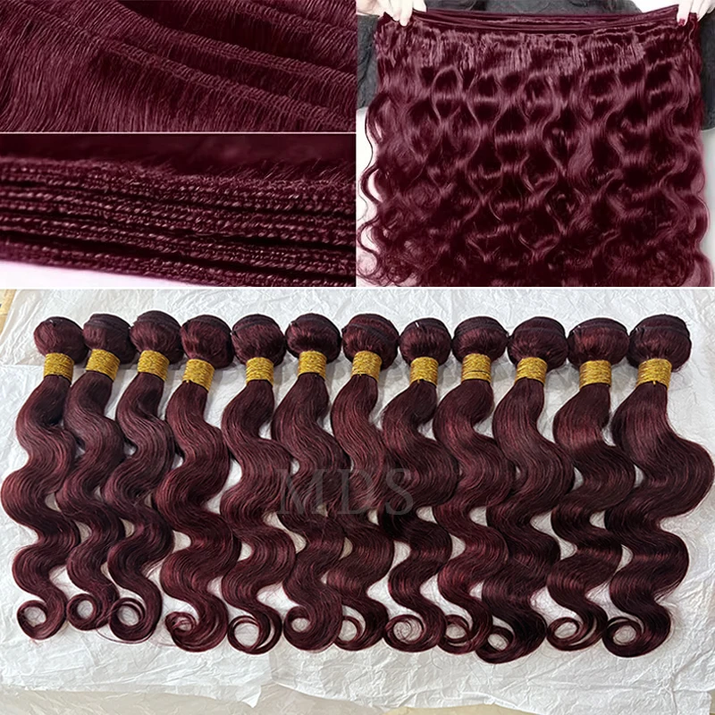 Burgundy 99j Body Wave Bundles Brazilian Red Human Hair Bundles Colored Wine Red 3 4 Bundles 14A Virgin Hair Extension Bundles