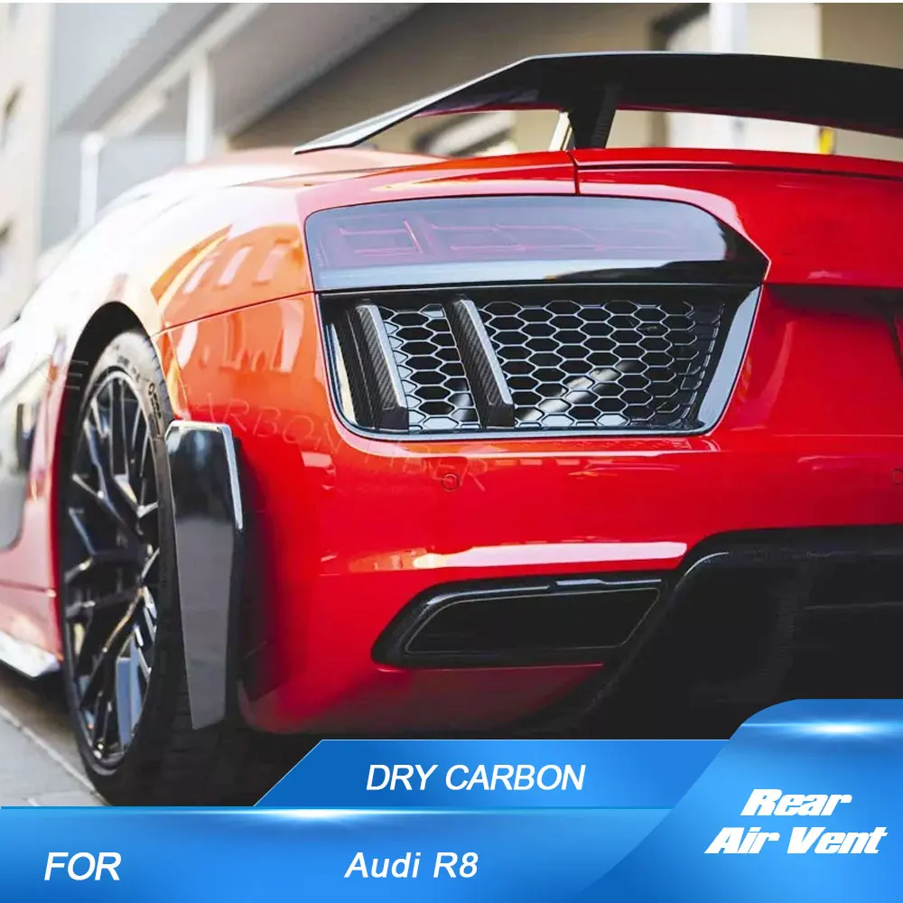 

Накладки на заднее вентиляционное отверстие автомобиля, накладки Canards для Audi R8 2016-2018, задний бампер, задние накладки на воздухозаборник, накладки на крылышки Cupwing Dry Carbon