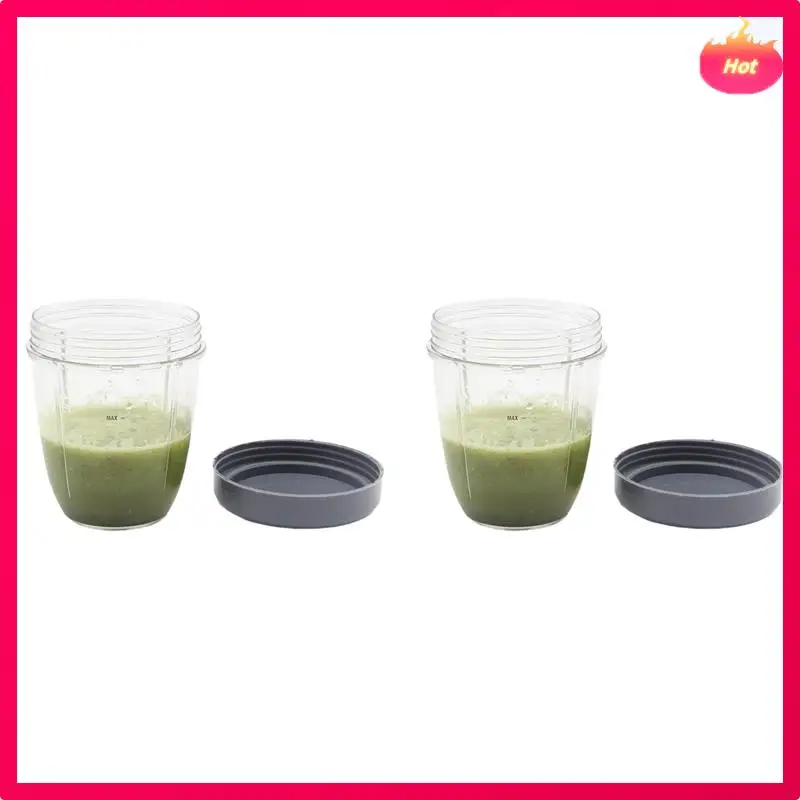

ABYP Blender Cups And Flat Lids Replacement Parts Compatible For Nutribullet Blender Juicer 600W, 900W,18OZ Cup, 2 Pcs