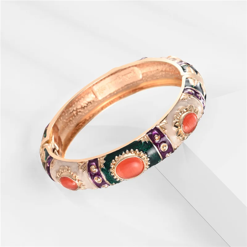 Enamel Bracelet For Women Bangle On Hand Hawaiian India Cloisonne African Jewelry Women\'s Hand Bracelets Bohemian Designer Gifts