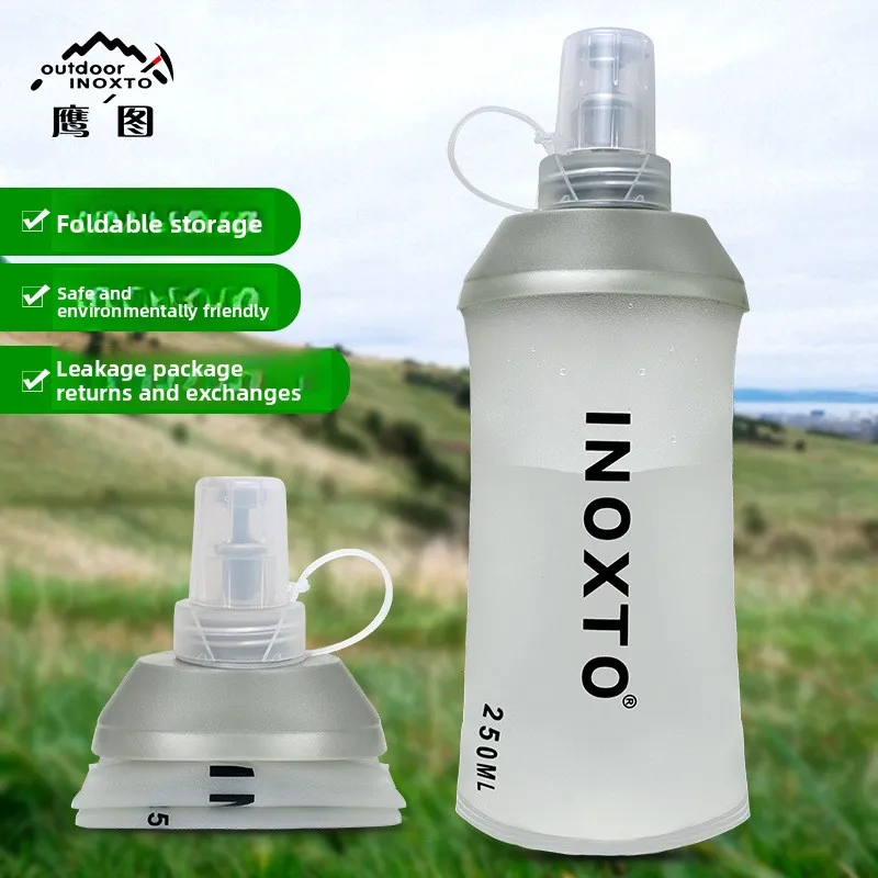 

INOXTO Collapsible Soft Water Bottle - Leak-Proof Hydration Bladder for Hiking/Running (2024 Upgrade!)
