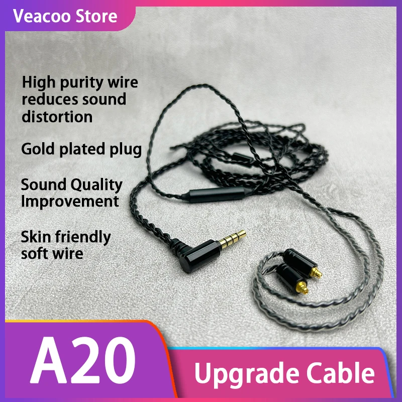 Cable de actualización de mejora de calidad de sonido, auricular HIFI con enchufe MMCX Chapado en plata y cobre sin oxígeno de alta pureza