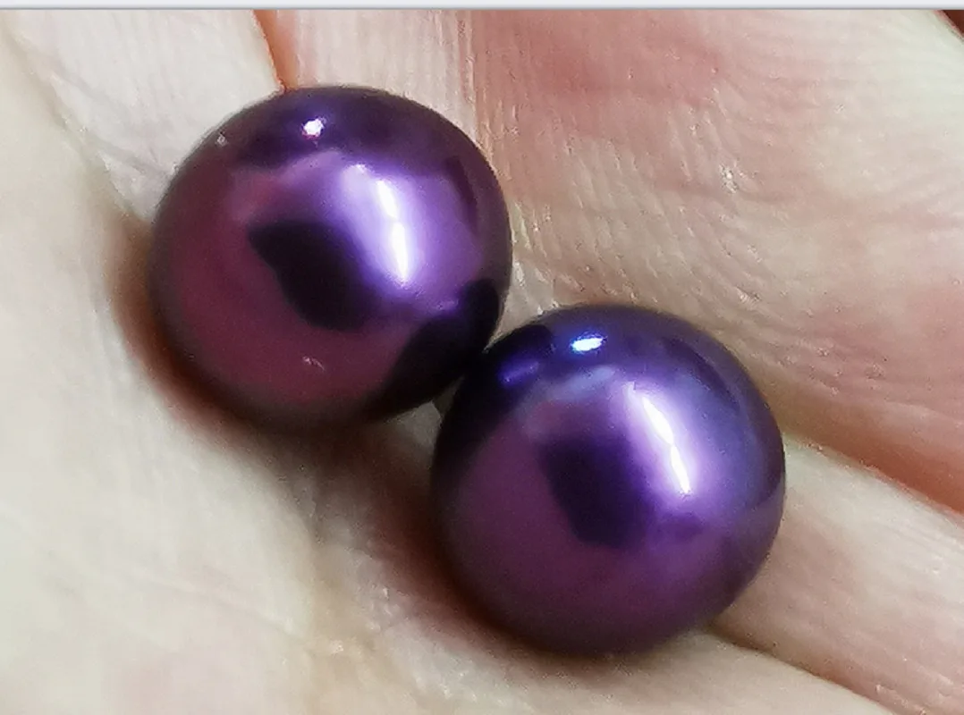 Pair 15-16mm Purple Round Loose Pearl Undrilled Women Wedding Party Jewelry Accessories Necklace Earring Ring Bracelet Pendant