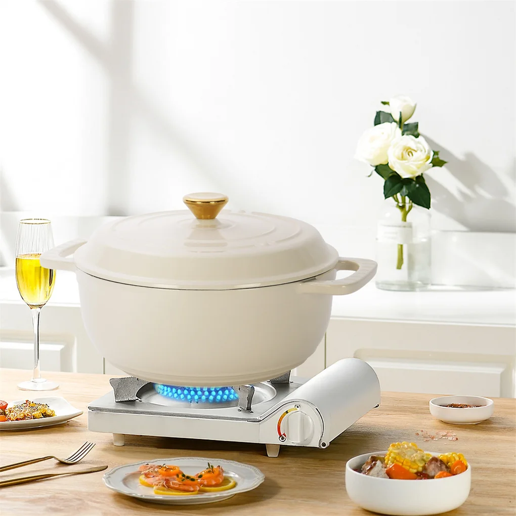 

Чугунная кастрюля 6QT — керамический белый — поставляется с двумя силиконовыми перчатками — эмалированная кастрюля