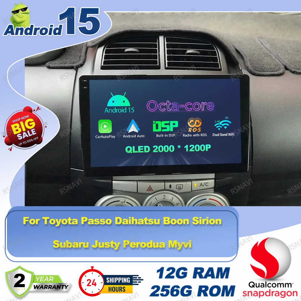 Android 15 Car Radio For Toyota Passo Daihatsu Boon Sirion Subaru Justy Perodua Myvi Dacia Duster Opel Astra J H4 Led H7 Golf 5