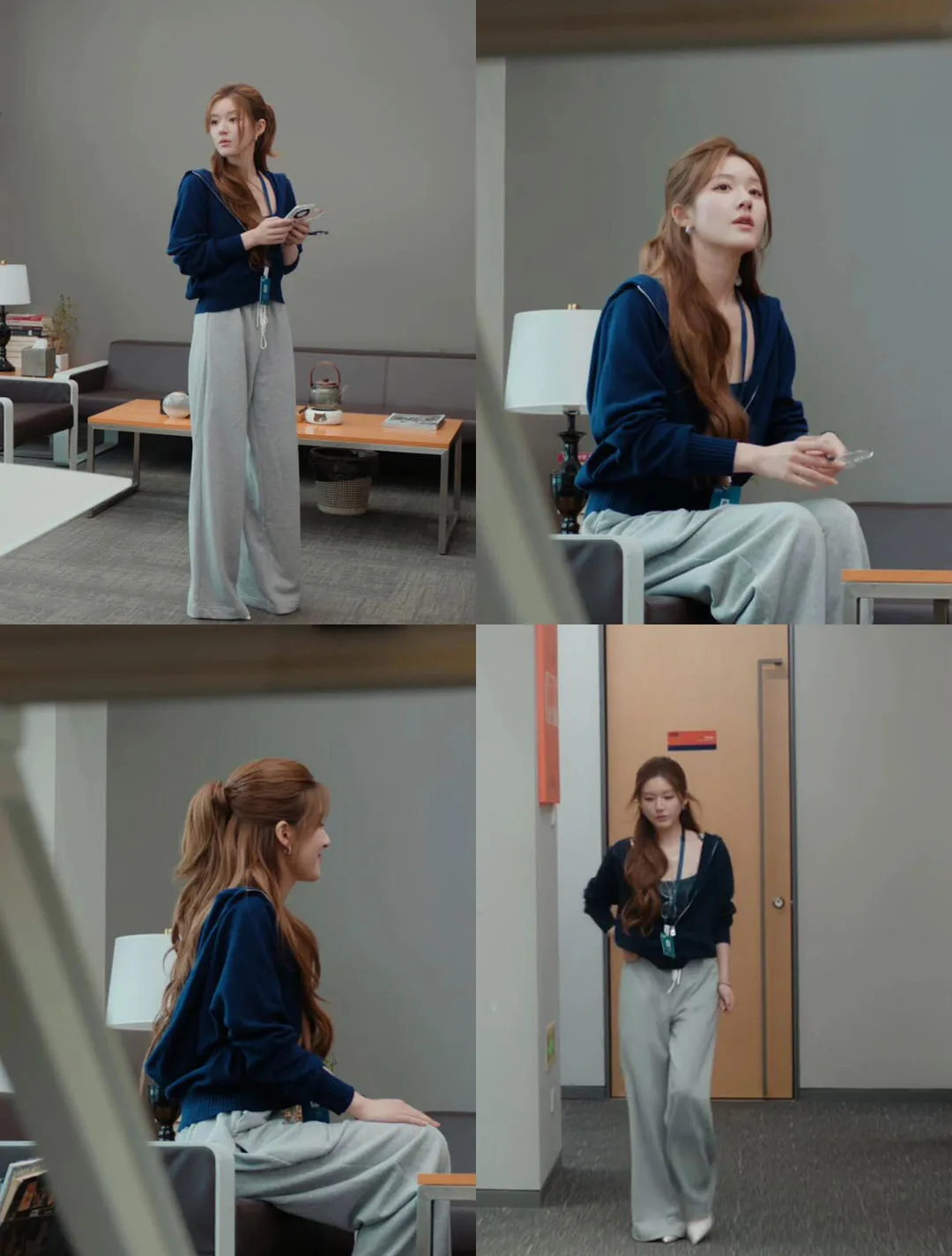 

Свободный женский вязаный кардиган с капюшоном k Синие брюки длиной до пола Casual Sle из мягкой ткани Long Sve ort Length на молнии C...