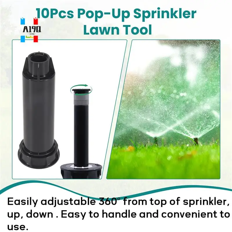 

A19Q-10 шт.-разбрызгиватель для газона, распылительная головка для садовых принадлежностей, 360-градусное ирригационное оборудование, зубчатый спринклер