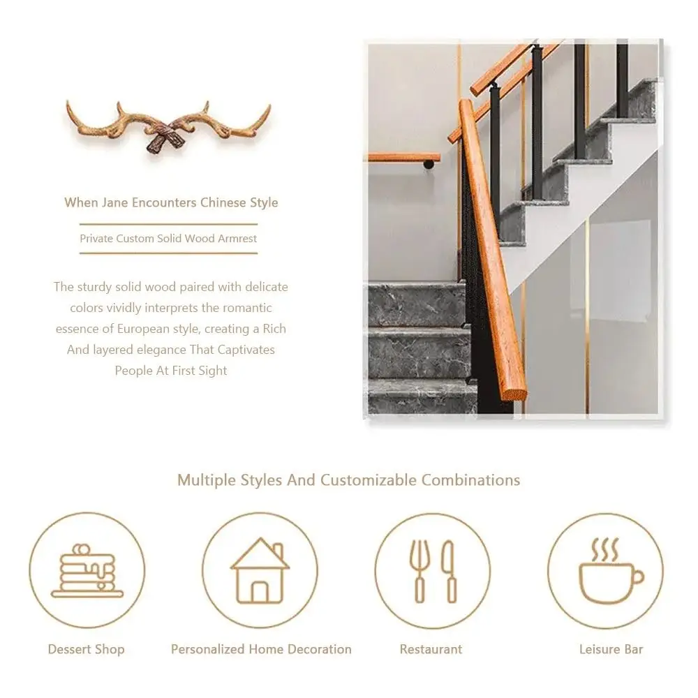 1Pcs 85x4cm Stair Handrail Guardrail Modern Style Anti Slip Wrought Iron Stair Column Simple Balcony Fence