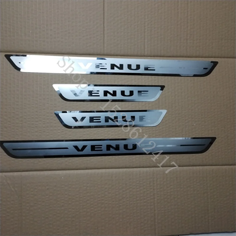 For HYUNDAI VENUE 2019 2020 2021~2025 Stainless Steel Scuff Plate Door Sill Guards Thresholds Cover Trims Car Accessories