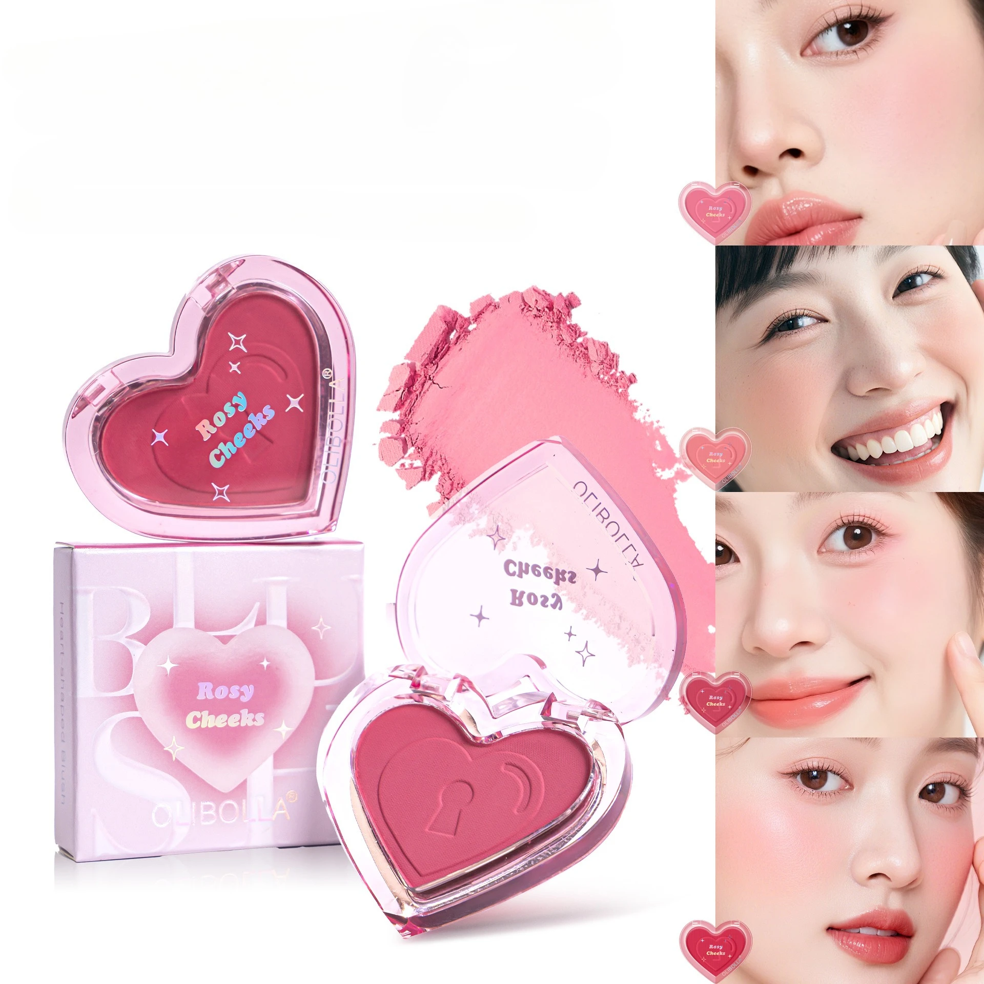 

Peach heart blush trimming tray easy to apply makeup long-lasting waterproof warm color blush natural nude makeup women's makeup