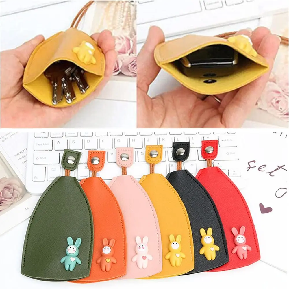Gift for Women Men Black Color Not Easy Slip Yellow Color Large Capacity PU Leather Pull Out Car Key Case Pull Out Key Sleeve
