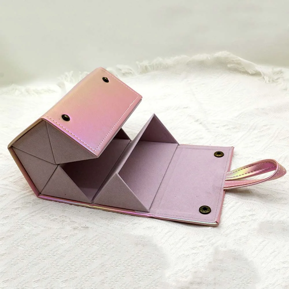 

Portable Folding Glasses Organizer Large Capacity Magnetic Button Five Lattice Glasses Storage Box PU Anti-lost