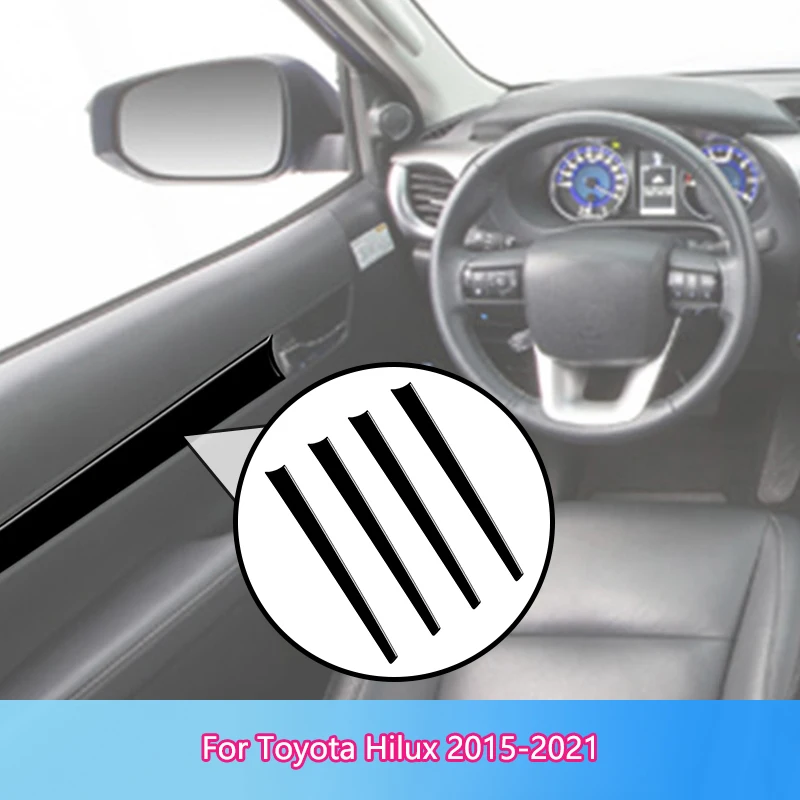 

Interior Door Frames Brand New ABS Gloss Black Stickers For Toyota Hilux 2015 2016 2017 2018 2019-2021 Car Interior Accessories