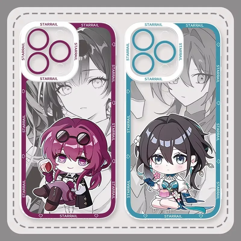 كارتون لطيف هونكاي ستار السكك الحديدية غطاء من السيليكون آيفون 16 برو ماكس 15 14 زائد 13 12 11 برو XR XS X 8 7 SE 2020 غطاء مقاوم للصدمات #2