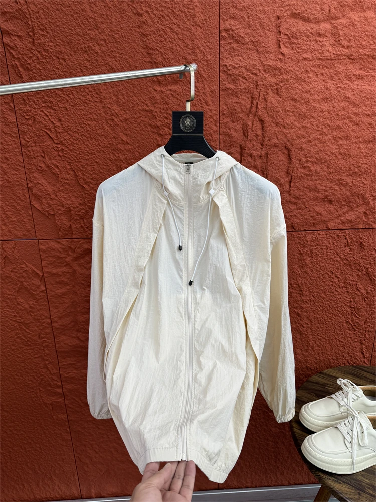 Мужская свободная посадка с капюшоном и защитой от ультрафиолета, повседневная летняя одежда свободного покроя с капюшоном