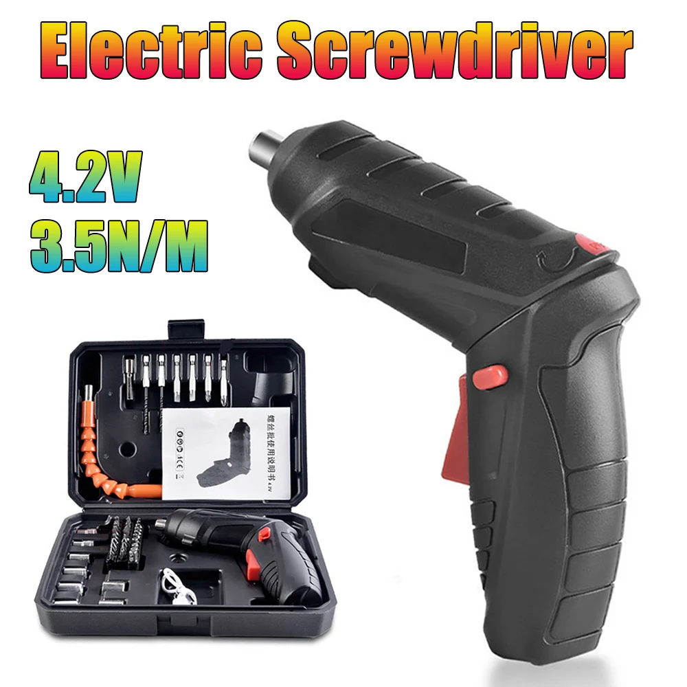 

Cordless Multifunctional Electric Screwdriver Set 4.2V Rechargeable Lithium Battery Foldable Mini Electric Drill Screw Driver