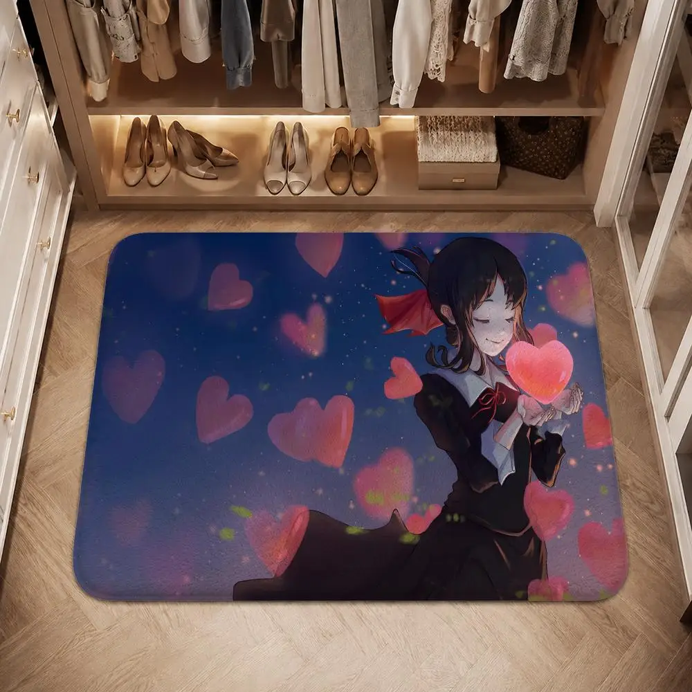 Kaguya-sama Love Is War Floor Mat Flannel Non-Slip Washable Soft Absorbent Rug For Bathroom Kitchen Bedroom Home Decor