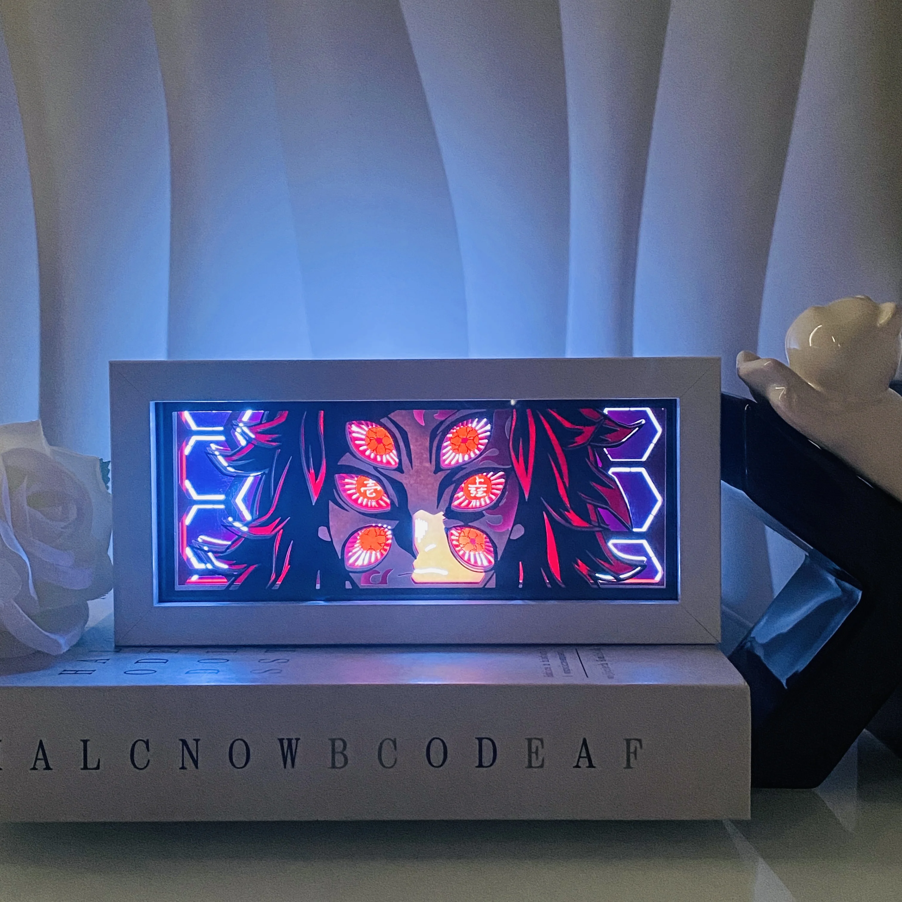 Caja de luz de anime para decoración de dormitorio, caja de luz, corte de papel, regalo de cumpleaños, lámparas de mesa con cerradura