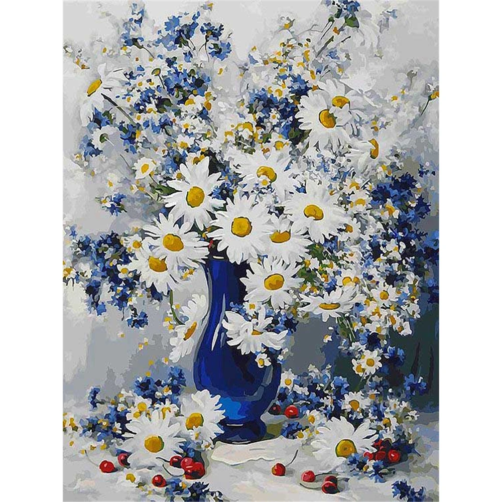 Daisy Flower DIY Cross Stitch 11CT Embroidery Kits Craft Needlework Set Cotton Thread Printed Canvas Home    Dropshipping