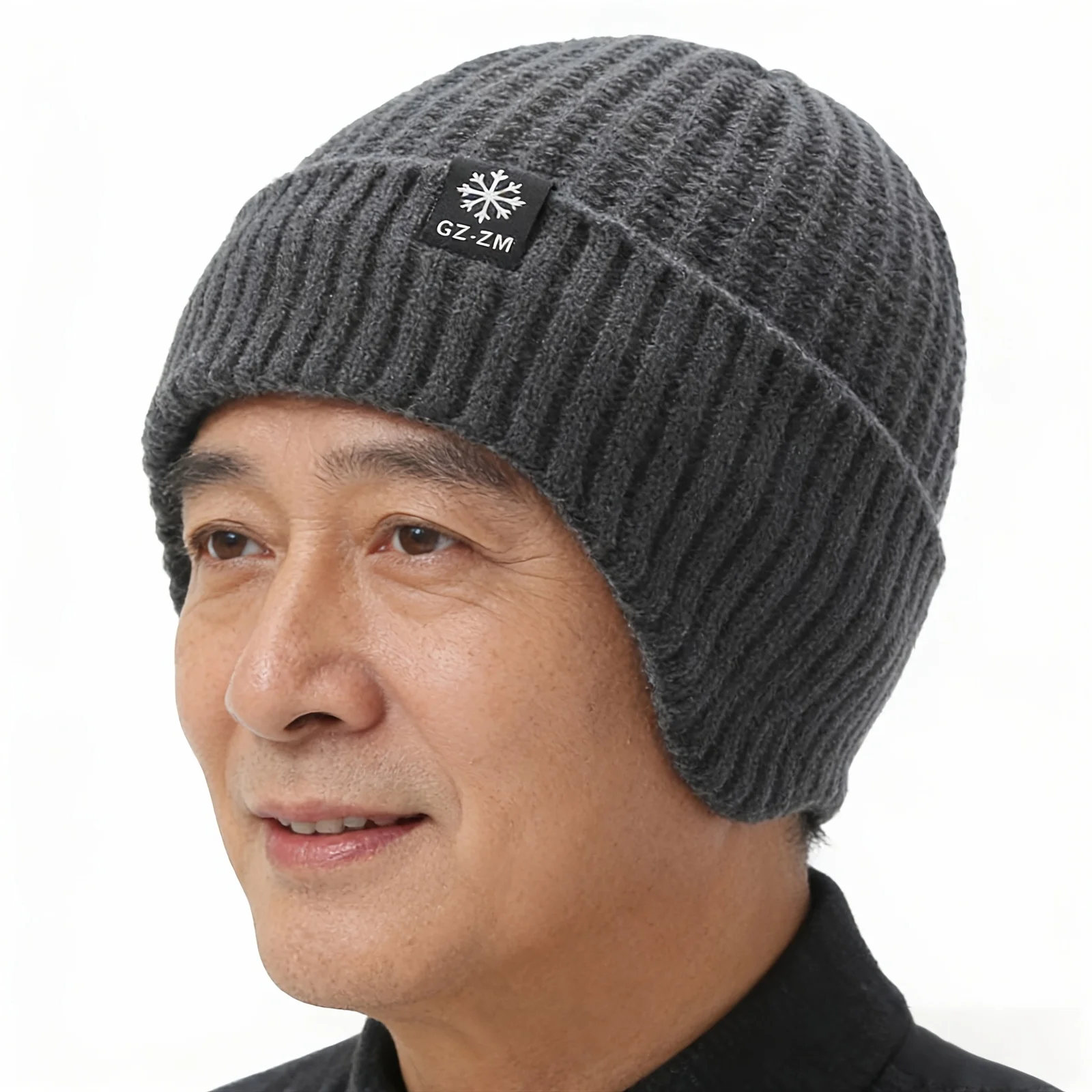 Men's and Women's Winter Warm Knitted Hat Strap with Fleece Lining and Ear Protection, Thickened Insulation Head Cover