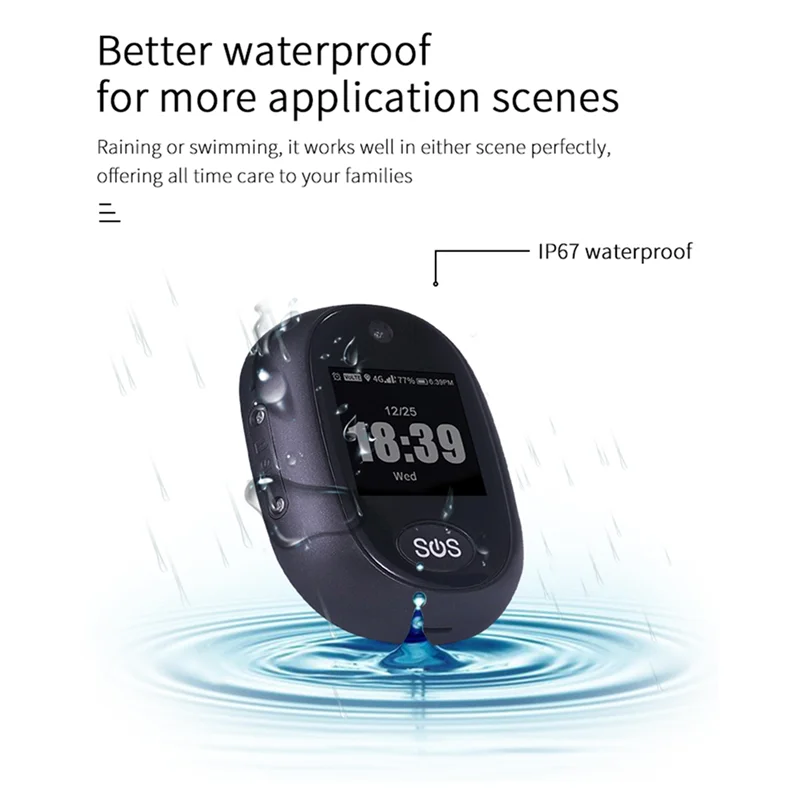 

4G GPS Tracking Pendant V45 for Kids Elder Mini GPS Personal Super Hot ck Waterproof(Black)