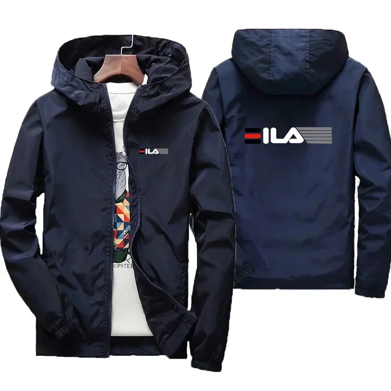 Fashion large size men's jacket, outdoor leisure sports jogging hooded jacket, spring and autumn waterproof warm trench coat