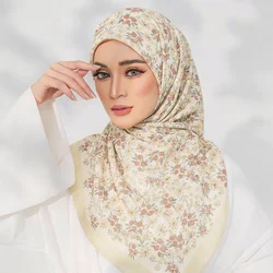 110*110cm Printed Square Hijabs for Women Various Patterns Handkerchief Polyster Torture Edge Square Scarves Msulim Female's