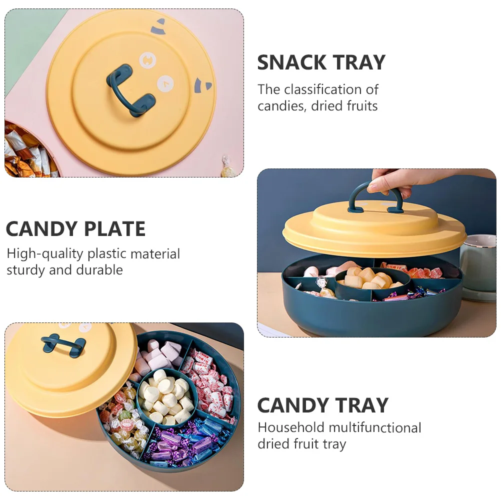 

Plastic Divided Candy Serving Tray Blue Food Storage Containers Snack Dish Melon Box Household Dried Fruit Tray Simple