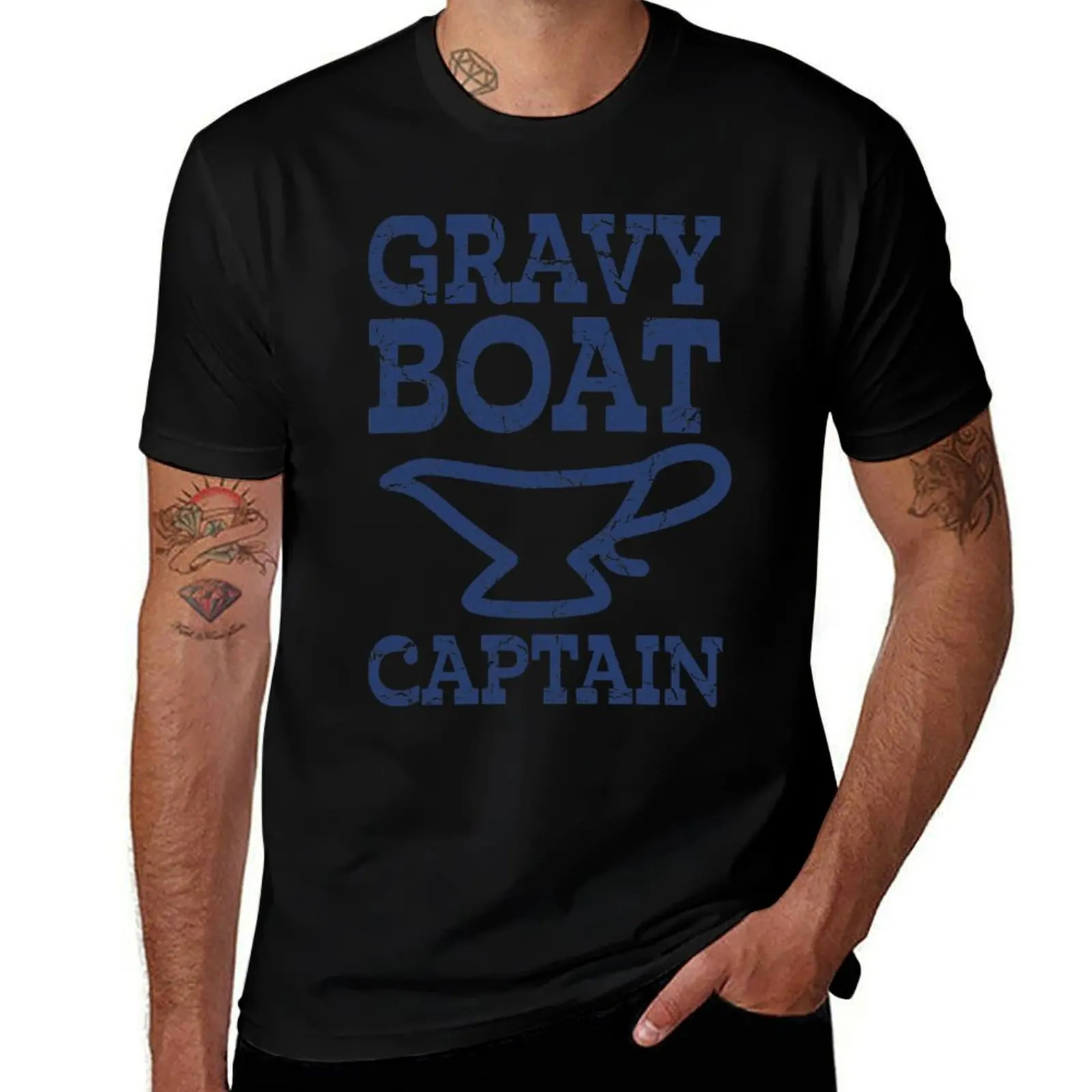 Gravy Boat Captain T-Shirt Casual Fashion Short Sleeve Cotton T-Shirt