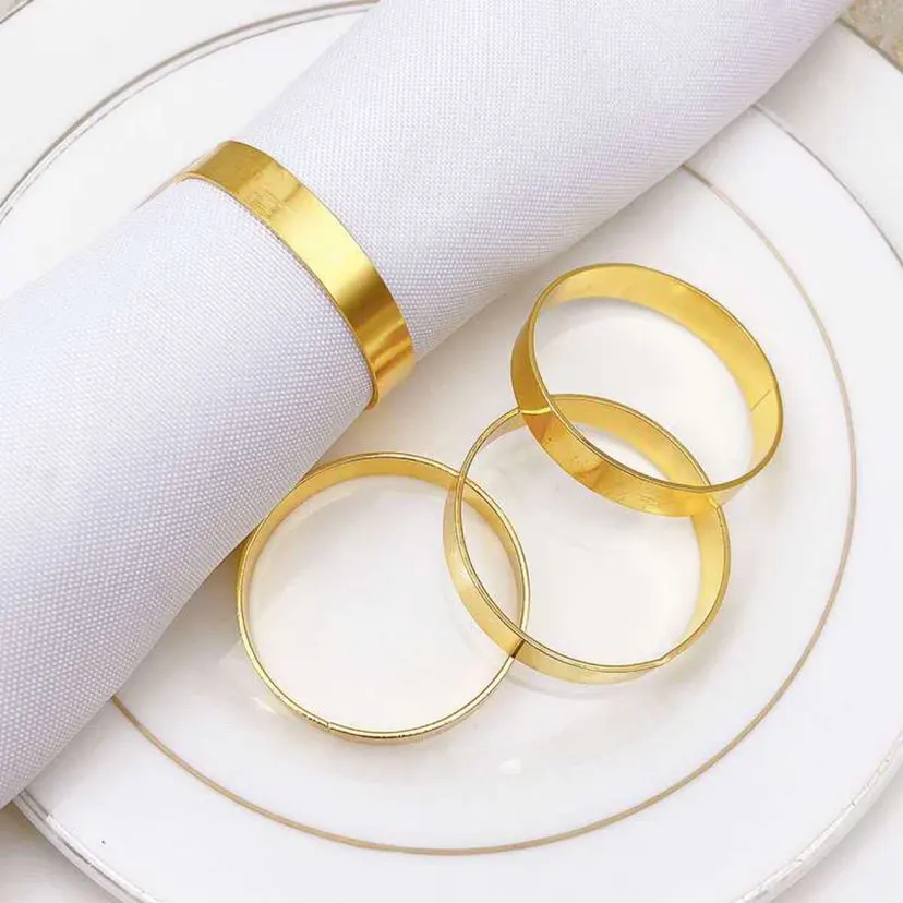 100pcs Golden Napkin Rings Simple Serviette Holder For Wedding Party Banquet Adornment