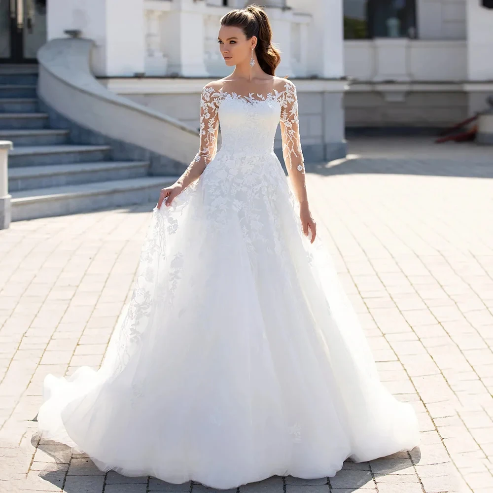 Charming Strapless Wedding Dresses for Ladies Elegant A Line Bridal Gowns Exquisite Full Sleeve Vestidos De Novia 2025 Summer