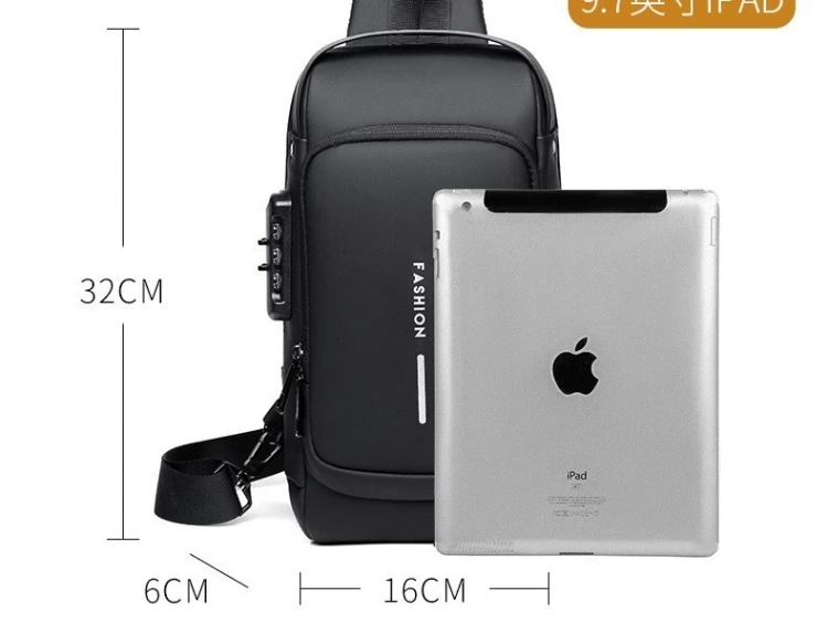 Password lock anti-theft men's bag, men's chest bag, casual sports small backpack, single shoulder crossbody bag, motorcycle bag