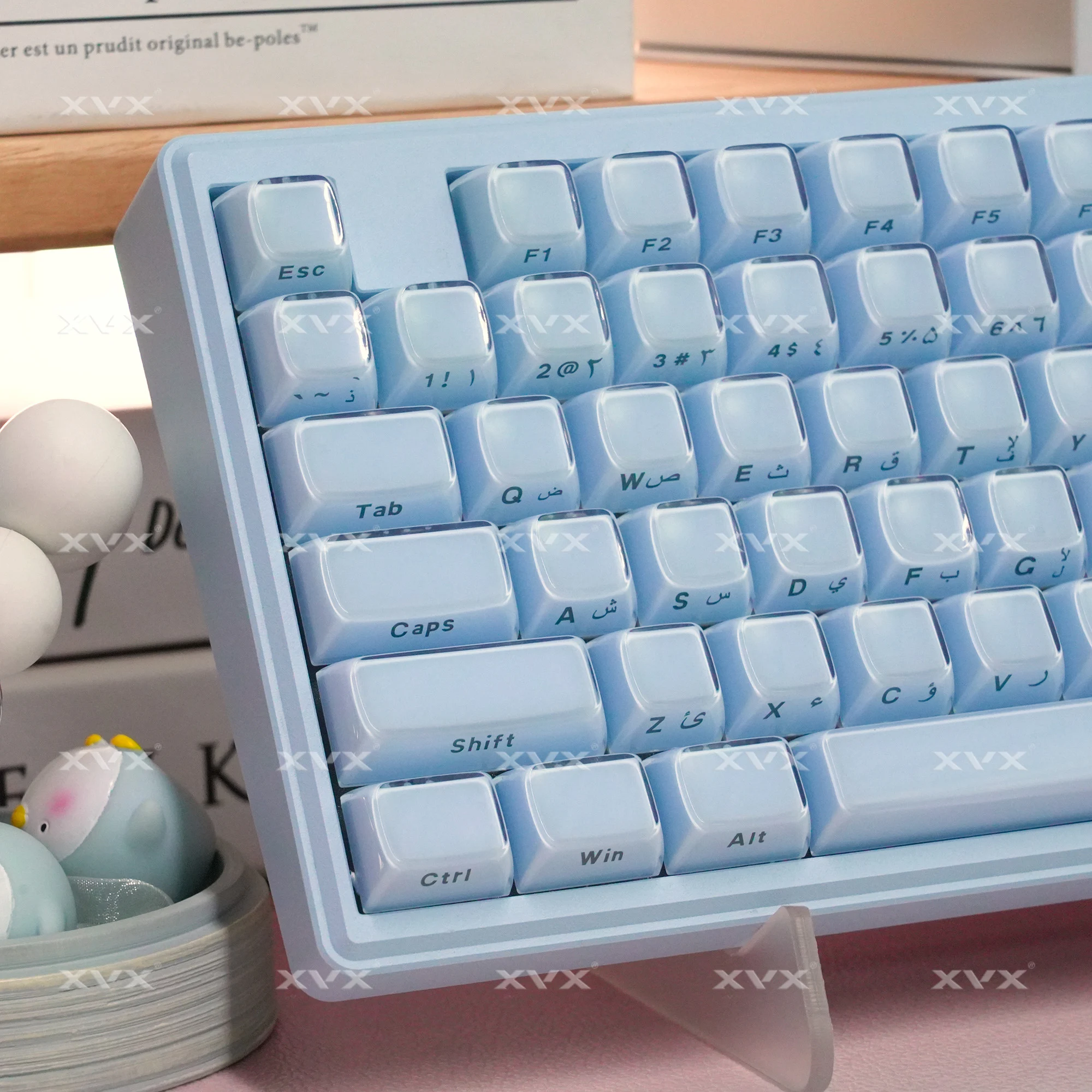 XVX Arabic Keycaps Blue Jelly keycap for Cherry MX Mechanical Keyboard 75% OEM Profile 113 Keys