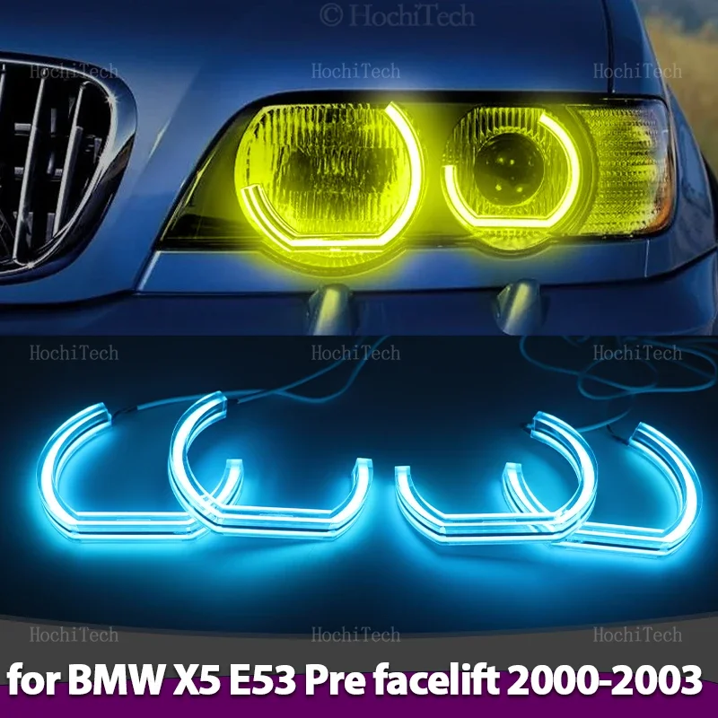 

Dynamic RGB Multi-colored App control LED Headlight Angel Eyes Ring Lamp for BMW X5 E53 Pre-facelift 2000 2001 2002 2003