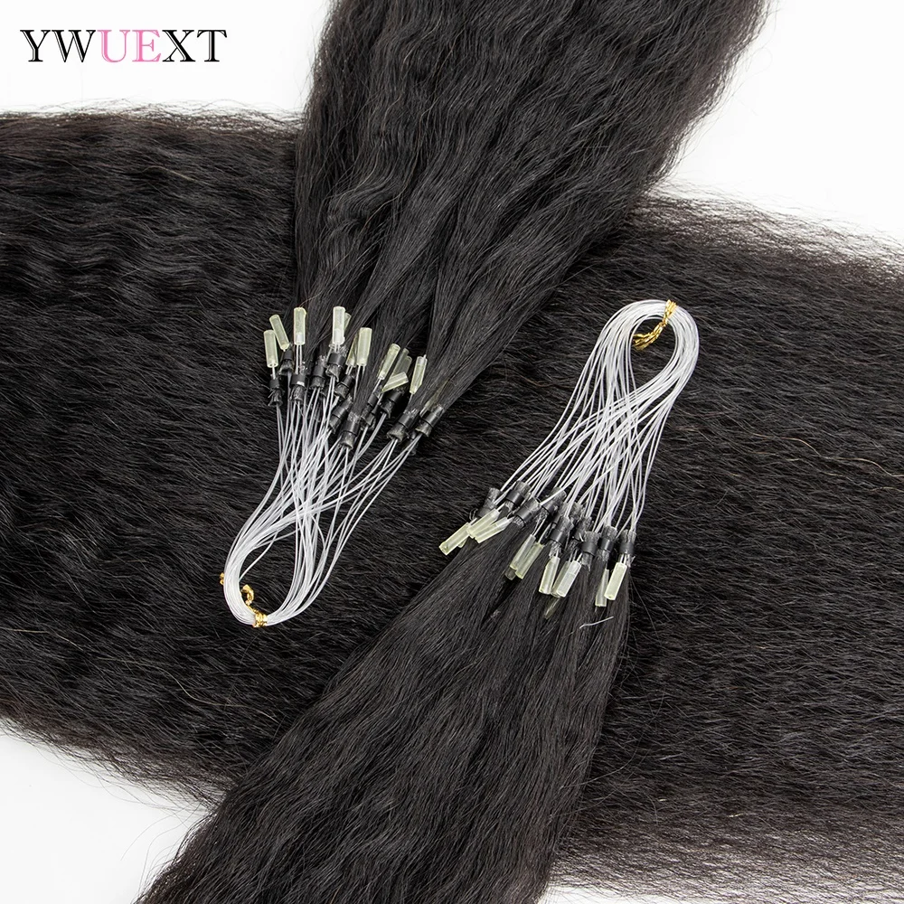 غريب شعر طبيعي مفرود مايكرو حلقة وصلات شعر طبيعي أسود مايكرو لينك الشعر 50 قطعة/الحزمة للنساء السود 12 "-24" #2